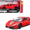 Ferrari 488 Pista Red with White and Blue Stripes 1/24 Diecast Model Car by Bburago