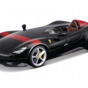 Ferrari Monza SP1 Black Metallic with Red Stripes “Race & Play” Series 1/24 Diecast Model Car by Bburago