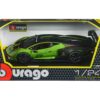 Lamborghini Essenza SCV12 #63 Green Metallic and Black “Squadra Corse” “Race” Series 1/24 Diecast Model Car by Bburago