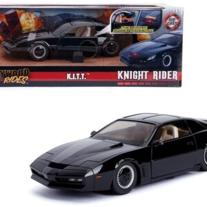 1982 Pontiac Firebird Trans Am Black with Light K.I.T.T. “Knight Rider” (1982) TV Series “Hollywood Rides” Series 1/24 Diecast Model Car by Jada