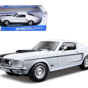 1968 Ford Mustang CJ Cobra Jet White 1/18 Diecast Model Car by Maisto