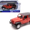 2015 Jeep Wrangler Unlimited Orange with Black Top 1/24 Diecast Model Car by Maisto