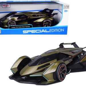 Lamborghini V12 Vision Gran Turismo Matt Green Metallic 1/18 Diecast Model Car by Maisto