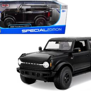 2021 Ford Bronco Wildtrak Black Metallic with Dark Gray Top “Special Edition” 1/18 Diecast Model Car by Maisto