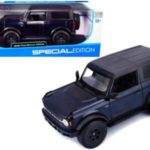 2021 Ford Bronco Wildtrak Dark Blue Metallic with Dark Gray Top “Special Edition” 1/18 Diecast Model Car by Maisto