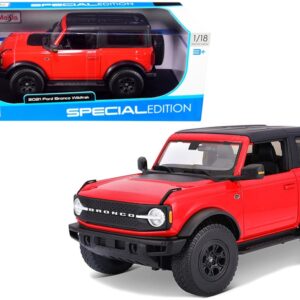 2021 Ford Bronco Wildtrak Red with Black Top “Special Edition” 1/18 Diecast Model Car by Maisto