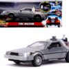 DeLorean Brushed Metal Time Machine with Lights (Flying Version) “Back to the Future Part II” (1989) Movie “Hollywood Rides” Series 1/24 Diecast Model Car by Jada