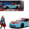 2006 Chevrolet Corvette Z06 Red and Blue with Doctor Strange Diecast Figurine “Avengers” “Marvel” Series “Hollywood Rides” 1/24 Diecast Model Car by Jada