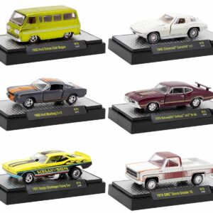 “Auto Meets” Set of 6 Cars IN DISPLAY CASES Release 75 Limited Edition 1/64 Diecast Model Cars by M2 Machines