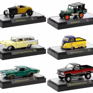 “Auto Meets” Set of 6 Cars IN DISPLAY CASES Release 82 Limited Edition 1/64 Diecast Model Cars by M2 Machines