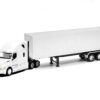 Freightliner Cascadia Truck White with White Container “Transporter” Series 1/32 Diecast Model by Welly