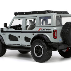 2021 Ford Bronco Gray with Black Stripes with Roof Rack “Own the Night” “Just Trucks” Series 1/24 Diecast Model Car by Jada