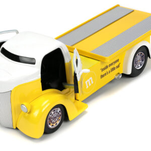 1947 Ford COE Flatbed Truck Yellow Metallic with White Top and Yellow M&M Diecast Figure “M&M’s” “Hollywood Rides” Series 1/24 Diecast Model Car by Jada