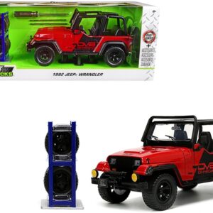 1992 Jeep Wrangler DV8 Off-Road Red with Matt Black Stripes with Extra Wheels “Just Trucks” Series 1/24 Diecast Model Car by Jada