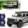 2021 Ford Bronco Gray Metallic “KC HiLiTES” with Extra Wheels “Just Trucks” Series 1/24 Diecast Model Car by Jada