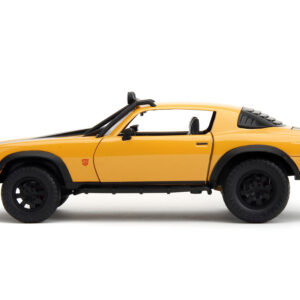 1977 Chevrolet Camaro Off-Road Version “Bumblebee” Yellow Metallic with Black Stripes and Transformers Logo Diecast Statue “Transformers: Rise of the Beasts” (2023) Movie “Hollywood Rides” Series 1/24 Diecast Model Car by Jada