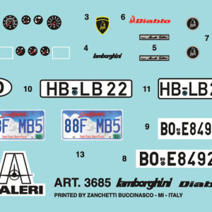 Skill 3 Model Kit Lamborghini Diablo 1/24 Scale Model by Italeri