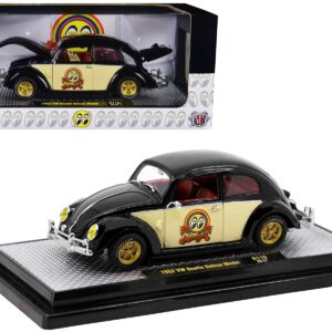 1952 Volkswagen Beetle Deluxe Model Black with Cream Sides and Red Interior “MoonEyes” Limited Edition to 5250 pieces Worldwide 1/24 Diecast Model Car by M2 Machines