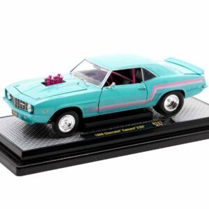 1969 Chevrolet Camaro Z/28 Light Blue with Pink Stripes “Pro Street” Limited Edition to 6250 pieces Worldwide 1/24 Diecast Model Car by M2 Machines