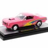 1966 Ford Mustang Fastback 2+2 Pink with Blue and Yellow Stripes “Pro Street” Limited Edition to 6250 pieces Worldwide 1/24 Diecast Model Car by M2 Machines