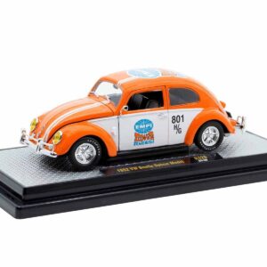 1952 Volkswagen Beetle Deluxe Model “EMPI Power Rules” Orange and White with Graphics Limited Edition to 6650 pieces Worldwide 1/24 Diecast Model Car by M2 Machines