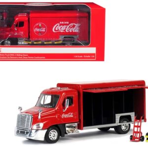 Beverage Delivery Truck “Coca-Cola” with Handcart and 4 Bottle Cases 1/50 Diecast Model by Motorcity Classics