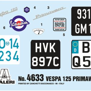 Skill 3 Model Kit Vespa 125 Primavera Scooter 1/9 Scale Model by Italeri
