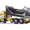 Kenworth T880 Day Cab with Rogue Transfer Dump Body Truck Yellow with White and Chrome 1/64 Diecast Model by DCP/First Gear