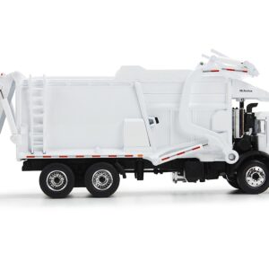 Mack LR Refuse Garbage Truck with McNeilus Meridian Front Loader White with Trash Bin 1/64 Diecast Model by DCP/First Gear