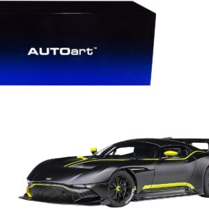 Aston Martin Vulcan Matt Black with Lime Green Stripes 1/18 Model Car by Autoart