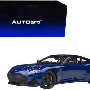 Aston Martin DBS Superleggera RHD (Right Hand Drive) Zaffre Blue Metallic with Carbon Top and Carbon Accents 1/18 Model Car by Autoart