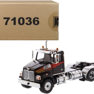 Western Star 4700 SF Tandem Day Cab Tractor Metallic Black 1/50 Diecast Model by Diecast Masters