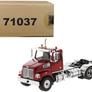 Western Star 4700 SF Tandem Day Cab Tractor Metallic Red 1/50 Diecast Model by Diecast Masters