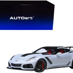 2019 Chevrolet Corvette C7 ZR1 Ceramic Matrix Gray Metallic with Carbon Top 1/18 Model Car by Autoart