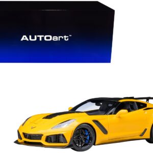 2019 Chevrolet Corvette C7 ZR1 Corvette Racing Yellow Tintcoat with Carbon Top 1/18 Model Car by Autoart