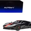 2017 Ford GT Shadow Black with Orange Stripes 1/18 Model Car by Autoart