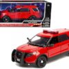 2015 Ford Police Interceptor Utility “Fire Marshal” Plain Red 1/18 Diecast Model Car by Motormax