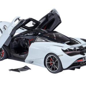 McLaren 720S Silica White with Black Top and Carbon Accents 1/18 Model Car by Autoart