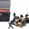 Formula One F1 Pit Crew 7 Figurine Set Team Blue for 1/18 Scale Models by American Diorama