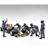 Formula One F1 Pit Crew 7 Figure Set Team Blue Release III for 1/18 Scale Models by American Diorama