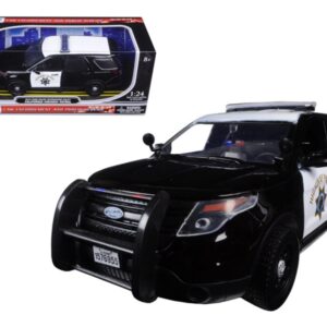 2015 Ford Interceptor Police Utility “California Highway Patrol” (CHP) Black and White 1/24 Diecast Model Car by Motormax