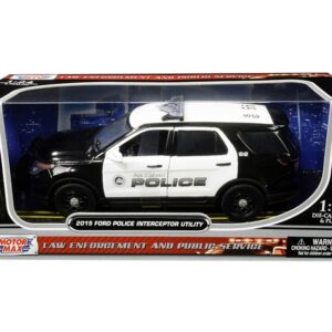 2015 Ford Police Interceptor Utility “San Gabriel Police” (California) Black and White 1/24 Diecast Model Car by Motormax