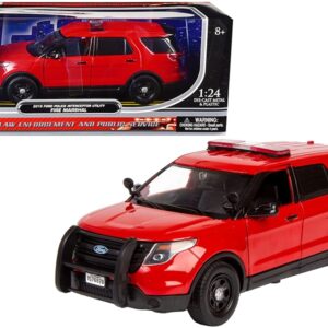 2015 Ford Police Interceptor Utility “Fire Marshal” Plain Red 1/24 Diecast Model Car by Motormax