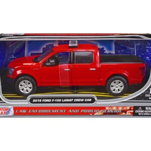 2019 Ford F-150 Lariat Crew Cab Pickup Truck Unmarked Fire Department Red “Law Enforcement and Public Service” Series 1/24 Diecast Model Car by Motormax