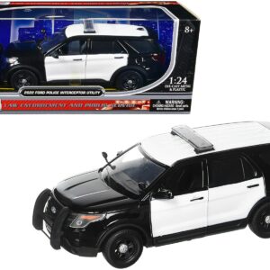 2022 Ford Police Interceptor Utility Unmarked Black and White 1/24 Diecast Model Car by Motormax