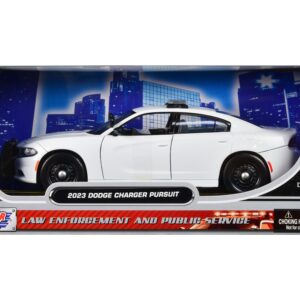 2023 Dodge Charger Pursuit Police Car Plain White “Law Enforcement and Public Service” Series 1/24 Diecast Model Car by Motormax