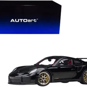 Porsche 911 (991.2) GT2 RS Weissach Package Black with Carbon Stripes 1/18 Model Car by Autoart