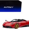 Pagani Huayra Roadster Rosso Monza Red and Carbon with Luggage Set 1/18 Model Car by Autoart