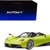 Pagani Huayra Roadster Verde Firenze Green Metallic and Carbon with Luggage Set 1/18 Model Car by Autoart