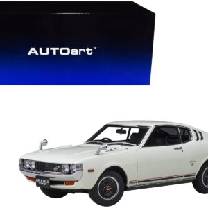 1973 Toyota Celica Liftback 2000GT (RA25) RHD (Right Hand Drive) White with Red and Black Stripes 1/18 Model Car by Autoart